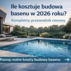 Nowoczesny basen z leżakami i sofami. Dowiedz się, ile kosztuje budowa małego basenu w 2026 roku.